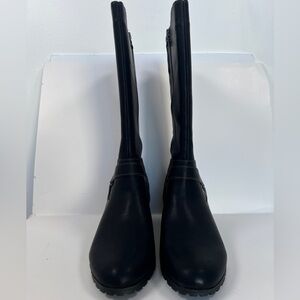 JBU Black Over the Knee Leather Boots Non Slip and comfortable heel Size 12